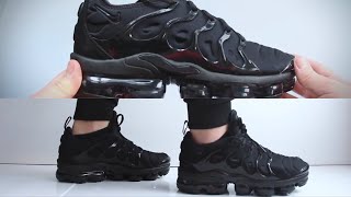 Nike Air Vapormax Plus quotTriple Blackquot UNBOXING amp ON FEET [upl. by Meece775]