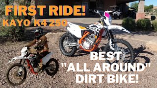 Kayo K4 250 First Ride Review  4Stroke Air Cooled 250cc Chinese Dirt Bike [upl. by Enomor64]