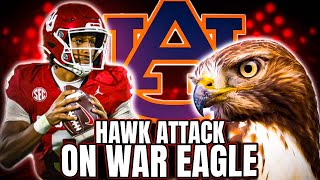 Oklahoma Sooners vs Auburn Hawk Attack on War Eagle [upl. by Annatnom]