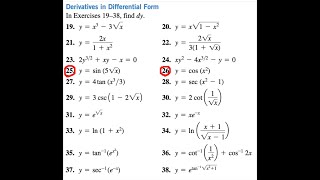 In Exercises 19–38 find dy 25 y  sin 5sqrtx 26 y  cos x2 [upl. by Adnowal]