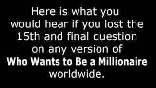 Millionaire Final Question Wrong Cue  Epic Fail [upl. by Ahsaet]