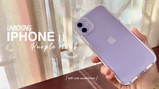 Purple IPhone 11 unboxing  accessories amp set up in 2021✨ [upl. by Leugimsiul]