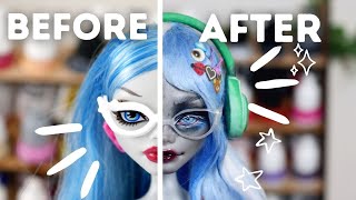 REVAMPING OLD DOLLS  GHOULIA MONSTER HIGH  Doll repaint and customisation relaxing  etellan [upl. by Hcir]