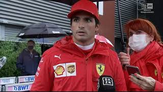 Carlos Sainz reaction to Lando Norriss crash  2021 Belgian Grand Prix [upl. by Nalhsa]