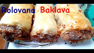 Rolovana baklava sa čokoladomplazmom i orasima Rolled baklava with chocolateplasma and nuts [upl. by Hanas538]