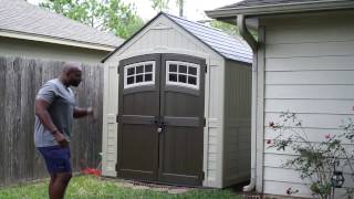 Suncast Sutton 7x7 ft Resin Storage Shed [upl. by Aoniak180]