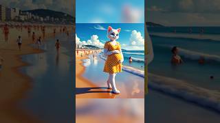 Pregnant cats love the sea beach cat catlover kitten catshorts smartcat ai cutecat cute [upl. by Dewhurst]