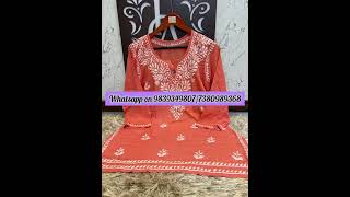 Rayon Short Kurti  Wholesale Chikan Kurta [upl. by Pigeon]