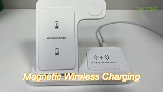 15w 3 in 1 doublecoil magnetic wireless charger 15514218mm high quality abs [upl. by Arbma]