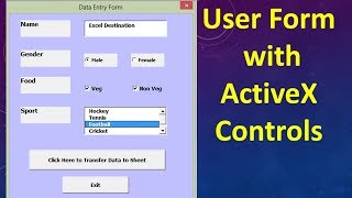 Excel VBA Tutorial 15  UserForm with Textbox Checkbox ListBox Option Button and Command Button [upl. by Leizahaj]