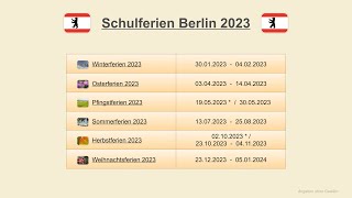 Schulferien Berlin 2023 [upl. by Meagan]