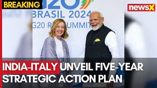 PM Modi and Italian PM Meloni Unveil 5Year Strategic Action Deal at G20  NewsX [upl. by Yevi]