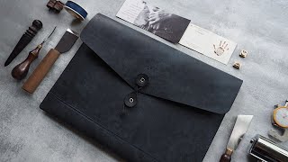 Making a Handmade Leather Laptop Bag  Laptop Sleeve  DIY BUILD ALONG [upl. by Ayikahs]