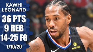 Kawhi Leonard dunks all over the Warriors in 36point performance  201920 NBA Highlights [upl. by Ened]