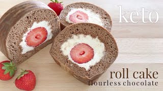 Keto Flourless Chocolate Roll Cake [upl. by Arytahs]