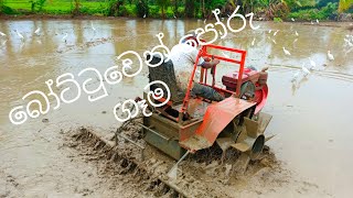 බෝට්ටු ට්‍රැක්ටරයෙන් පෝරු ගෑමRaking from Boat Tractor srilanka boat agriculture [upl. by Leavy]