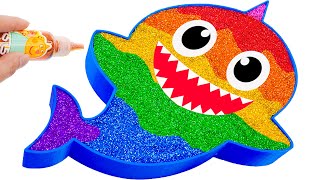 Satisfying Video  How To Make Rainbow Baby Shark From Mixing Glitter Slime Cutting ASMR  By Yo Yo [upl. by Knowle874]