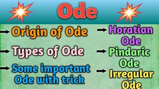 Ode Forms of PoetryOde in hindi Types of odePindaric Ode Horatian Ode and Irregular Ode [upl. by Kcirdet329]