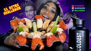 11 Bites 11 Lobster Tails Challenge by Tae and Lou Messy Eating [upl. by Nevarc]