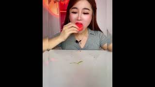 Asmr eating ice cream flavor cherry milk Crispy delicious short video [upl. by Aehsan]