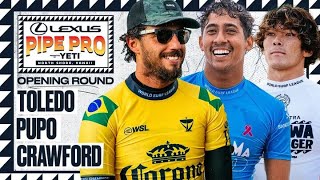 Filipe Toledo Samuel Pupo Shion Crawford  Lexus Pipe Pro presented by YETI 2024  Opening Round [upl. by Esma]