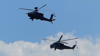 ILA2016  AH64 Apache and Mil Mi24 hind flyby [upl. by Rolanda]