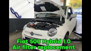 How to change Air filter Fiat 500 hybrid 10 luft filter wechseln DIY [upl. by Eesdnil]