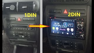 Audi A3 8l Android radio installation from 1DIN to 2DIN and connect to the factory amplifier [upl. by Montgomery857]