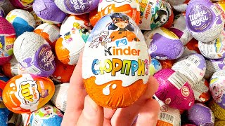 100 Yummy Kinder Surprise Egg Toys Opening  A Lot Of Kinder Joy Chocolate ASMR [upl. by Ecirtaeb776]