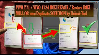 VIVO Y71 VIVO 1724 IMEI REPAIR Restore IMEI NULL OR imei Duplicate SOLUTION​ by Unlock Tool [upl. by Walton]