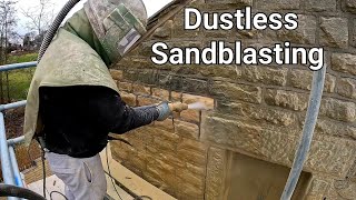 Dustless SandBlasting old stone to match new extension [upl. by Alyk]