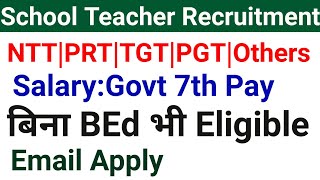 with  without Teacher Training School Teachers Vacancy 2024 I EMAIL APPLY I Govt Pay Scale [upl. by Janiuszck]