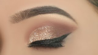 Simple glitter eye Makeup for Party  Step by step easy eye makeup  Shilpa [upl. by Okimuk]