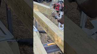 Notching Posts deckbuilding homeimprovement construction transformation constructionlife deck [upl. by Kcirad]