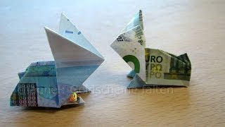 Geldscheine falten Osterhasen  Geldgeschenke basteln für Ostern  Geld falten Hase  Origami Tiere [upl. by Niac]