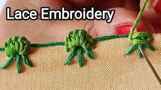 No 27  Lace Embroidery  Edging Stitch  Needle lace  Randa Embroidery RadhaRaniHandwork [upl. by Suiraj151]