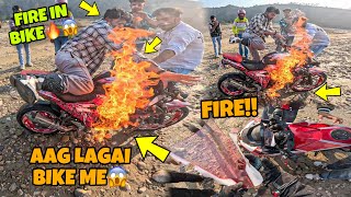 😨Aag Lagai bike me  Fire in Bike Live Captured in Go Pro Camera Preparation for Ladakh [upl. by Aracal]