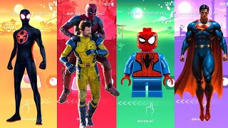 Coffin Dance Miles Morales vs Deadpool amp Wolverine vs LEGO SpiderMan vs Superman  Tiles Hop [upl. by Halonna]