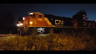 NIGHT TRAINS Same CN GP402W and GP382 Back to Back Set Returns Light [upl. by Nahsyar]