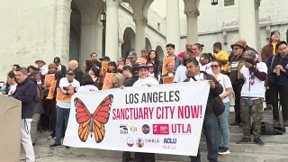 Los Angeles passes sanctuary city vote as migrant activists panic  REUTERS [upl. by Eyot]