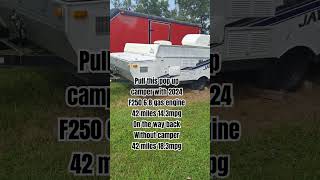 FYI 2024 F250 68 gas engine mpg conditions no wind hot and humid pop up camper [upl. by Atnod516]