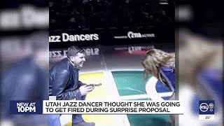 Utah Jazz dancer thought she was going to get fired during surprise proposal [upl. by Onitrof605]