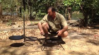 AUSSIE CAMPFIRE KITCHENS folding grill with drop in hot plate DEMO [upl. by Gabbey372]