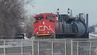 A CN tank train pulls out of Fort Rouge yards on a beautiful Tuesday afternoon January 30th 2024 [upl. by Notselrahc16]