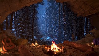 Relax In A Cozy Winter Cave With A Crackling Fire  Fall Asleep Fast  Winter Ambience  4K  8Hrs [upl. by Brendon183]