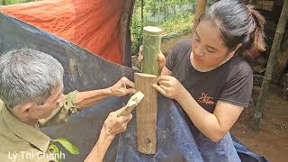 Making a bamboo house for pigeons  gardening  planting trees  countryside life [upl. by Aicilef]