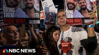 Thousands rally in Tel Aviv for remaining hostages to be released [upl. by Annerahs]