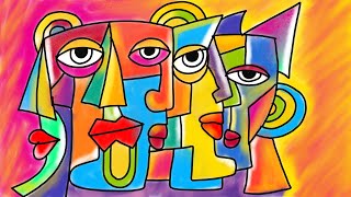 Cubism Picasso inspired Abstract portrait  Cubism art lesson for kids  How to draw Cubism faces [upl. by Latreshia]