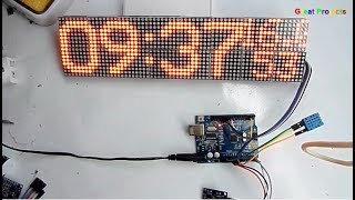 MAX7219 DHT11 DS1307 16x64 matrix clock Arduino [upl. by Icart874]