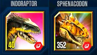 INDORAPTOR VS SPHENACODON  JURASSIC WORLD THE GAME [upl. by Cecelia980]